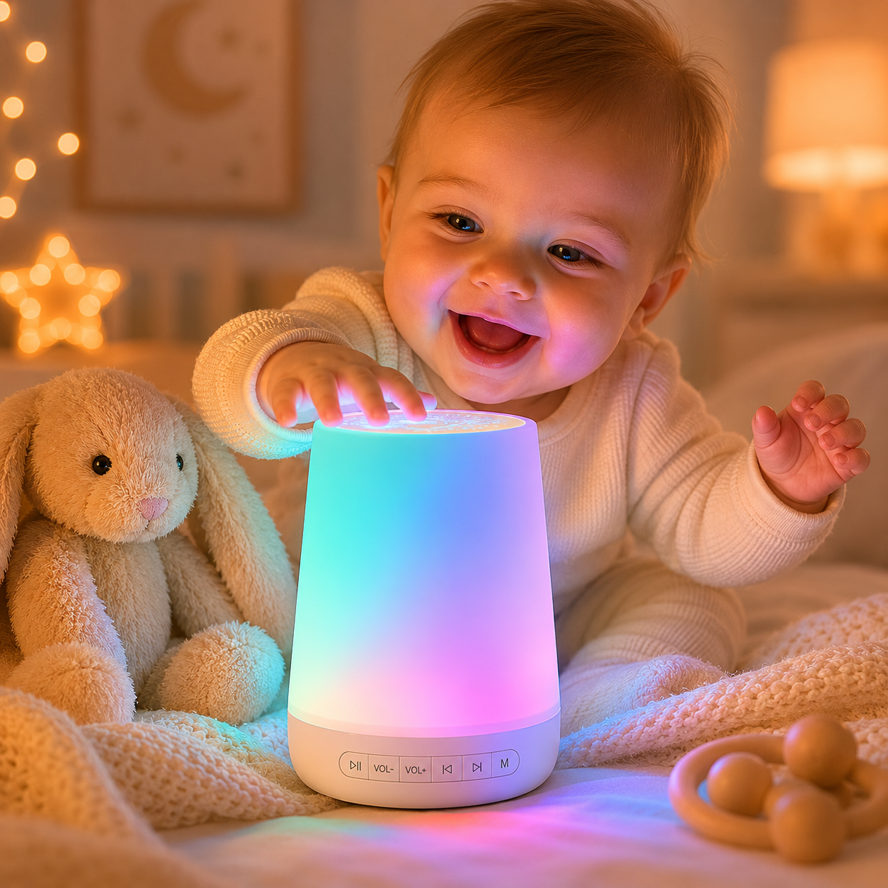 Machine à Bruit Blanc pour Bébé - 28 Sons Apaisants & Veilleuse Colorée